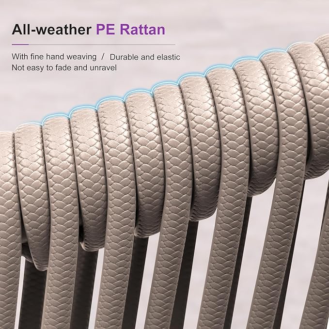 PURPLE LEAF 7 Pieces Outdoor Dining Set Patio Table and Chairs Set Aluminum Wicker Rattan Patio Furniture Set for Lawn Garden Porch Champagne