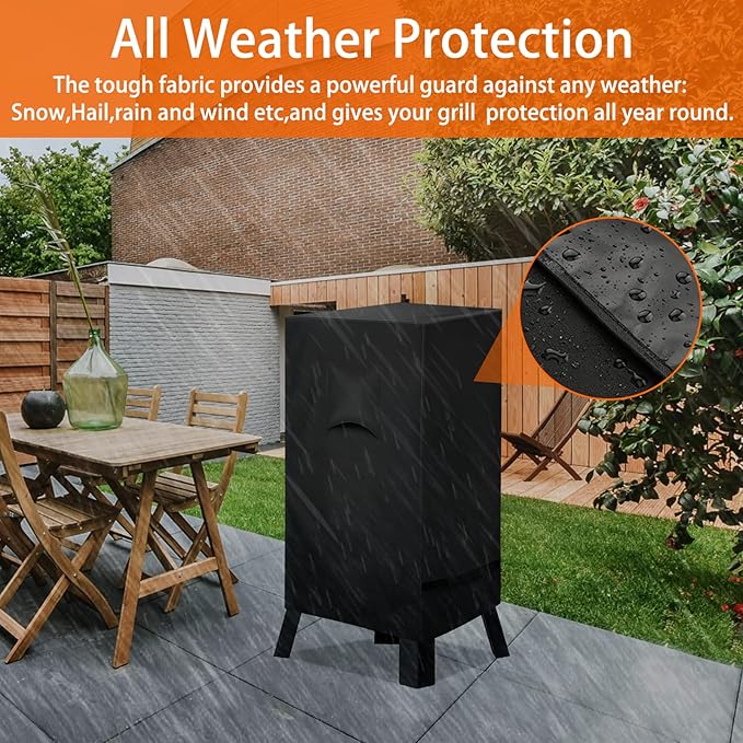iCOVER 30 inch Smoker Cover for Masterbuilt - 21" L X 18" D X 33" H 600D Square Smokers Covers Water Proof Canvas Heavy Duty for 30-Inch Electric Vertical BBQ, Black, #G21611