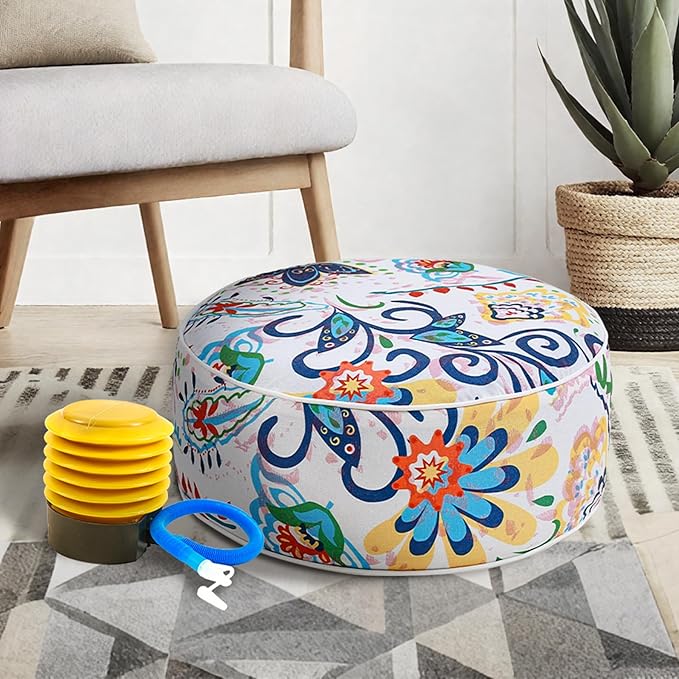 UPWELL Waterproof Inflatable Outdoor Ottoman Pouf,Portable Patio Footrest, Durable & Stylish, Perfect for Garden, Pool, Camping & Home Use - D20 xH9（ZenBase）