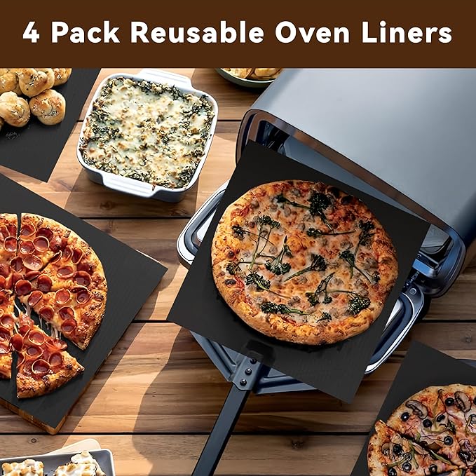 4 PCS Air Fryer Oven Liners Compatible with Ninja Artisan Outdoor Pizza Oven, Reusable Oven Liners Baking Mat for Ninja Pizza Oven