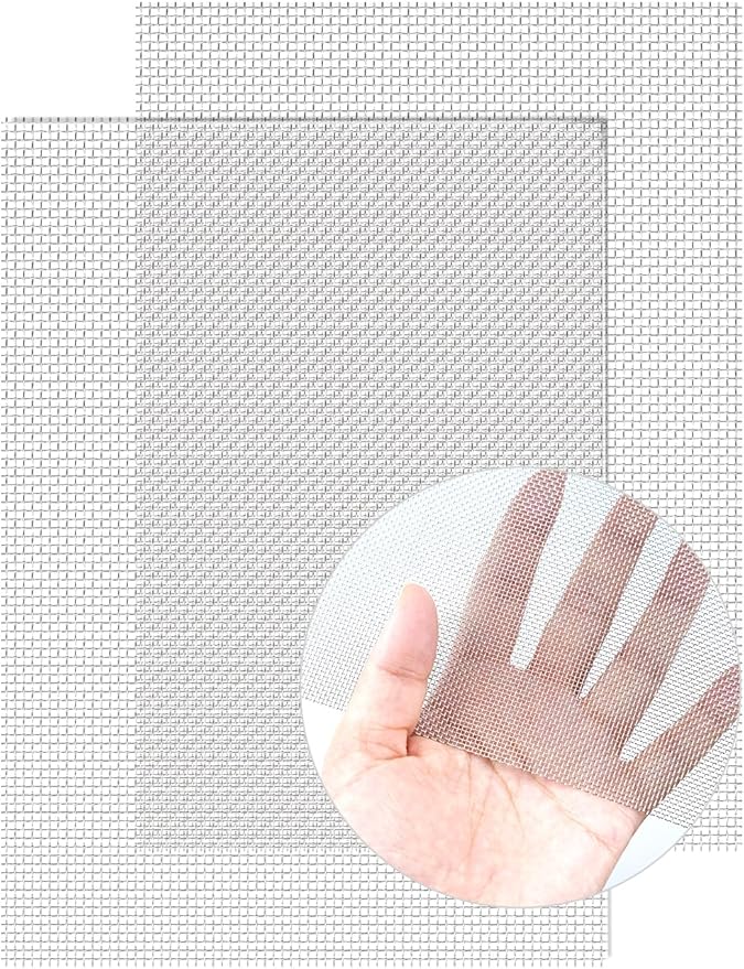 2 Pack Wire Mesh Screen 13.4'' x 9.5'' for Air Vent, 24cm x 34cm, 20 Mesh, 1mm Hole, 304 Stainless Steel Wire Mesh to Prevent Mice, Wasps, Bugs, Rodents, Mosquitoes, Spiders, Squirrels, Easy to Cut