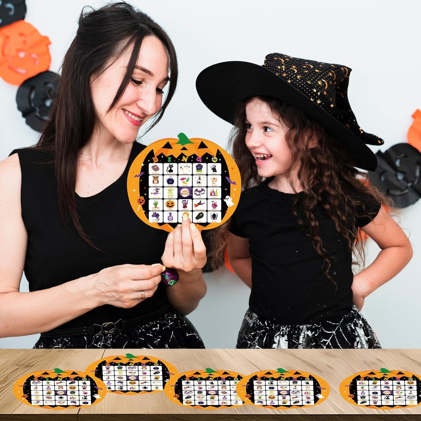 XZENTIRA Halloween 24 Players Games, Pumpkin Bingo Game Cards Set for Halloween Family Party Activities, Party Favors, Classroom Group Activities Bingo Games Set