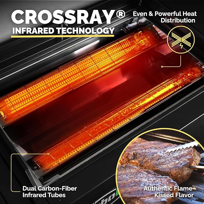Turbo E XL Electric Grill, 1700W Infrared, Warming Rack and Probe, Apartment Friendly