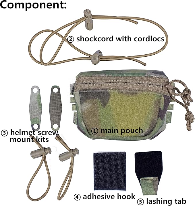 Tactical NVG Battery Pouch Helmet Mounted, Counter Weight Pouch GP Balance Retention for Fast MK1 PJ Airsoft Helmet