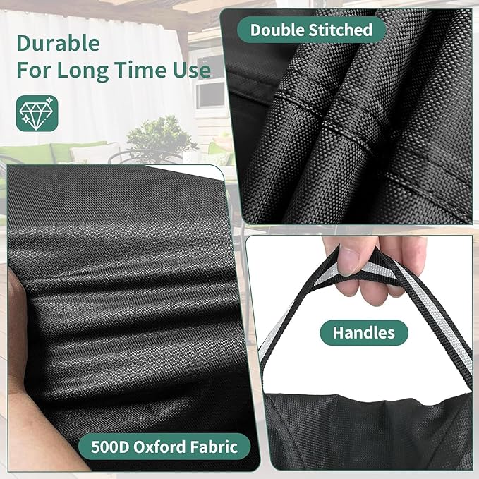 Round Patio Furniture Covers, 500D Heavy Duty Waterproof UV Resistant Cover for Round Outdoor Dining Table & Chairs,48" Dia x 28" H -Black