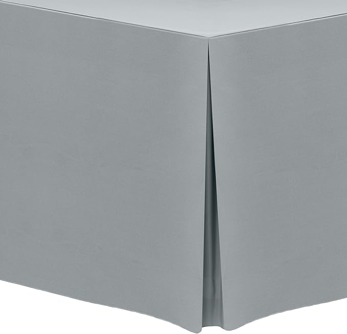 Ultimate Textile -10 Pack- 5 ft. Fitted Polyester Tablecloth - Fits 30 x 60-Inch Banquet and Folding Rectangular Tables - 42" H, Silver