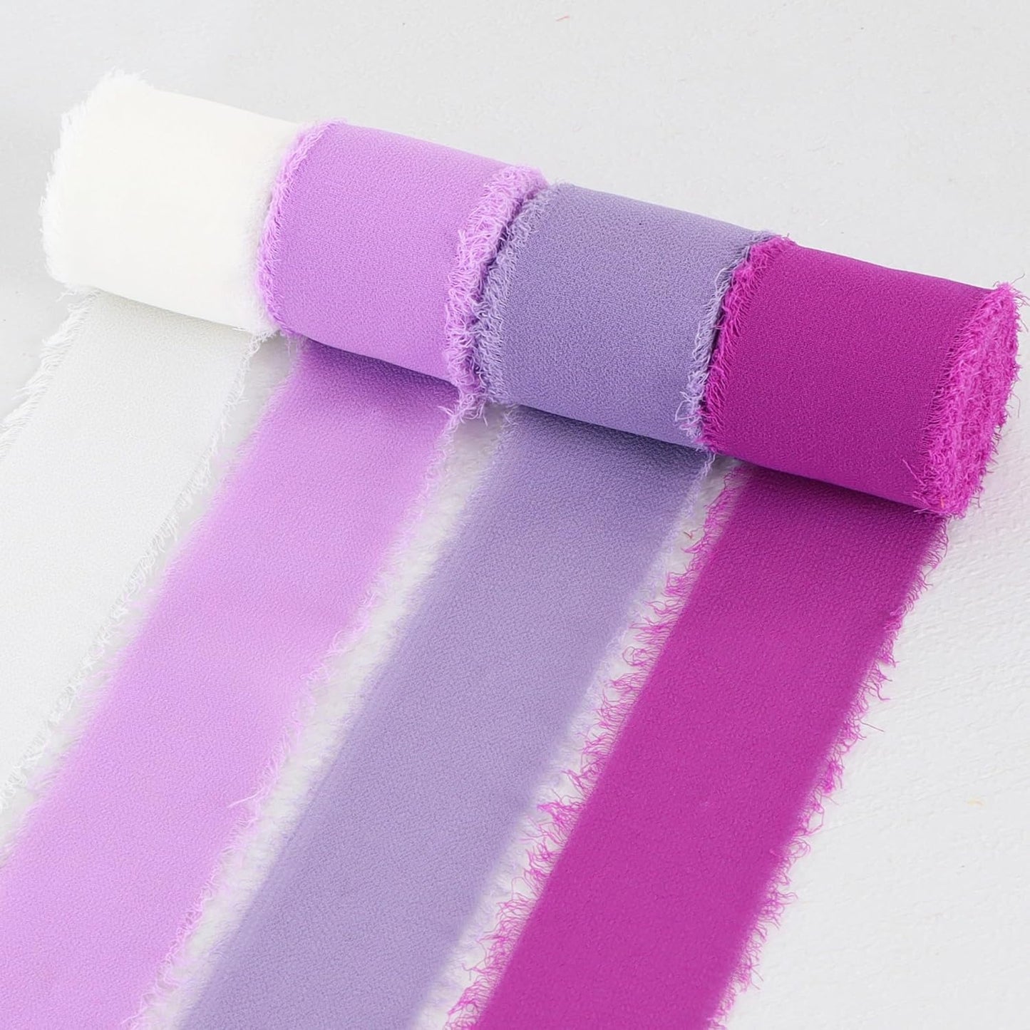 TONIFUL 4 Rolls Light Purple Chiffon Ribbon 1.5" x 5.5 Yards for Gift Wrapping, Wedding Decoration, DIY Crafts