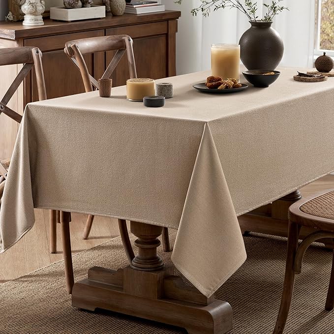 MIULEE Brown Linen Polyester Tablecloth 60x104 Inch Rectangle Table Cloth Waterproof,Stain Resistant & Wrinkle Resistant for Dining Party Wedding