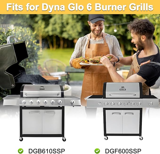 Grill Replacement Parts for Dyna Glo 6 Burner DGB610SSP, DGF600SSP, Cast Iron Grill Grates and Heat Plates for Dyna-Glo Grill Parts