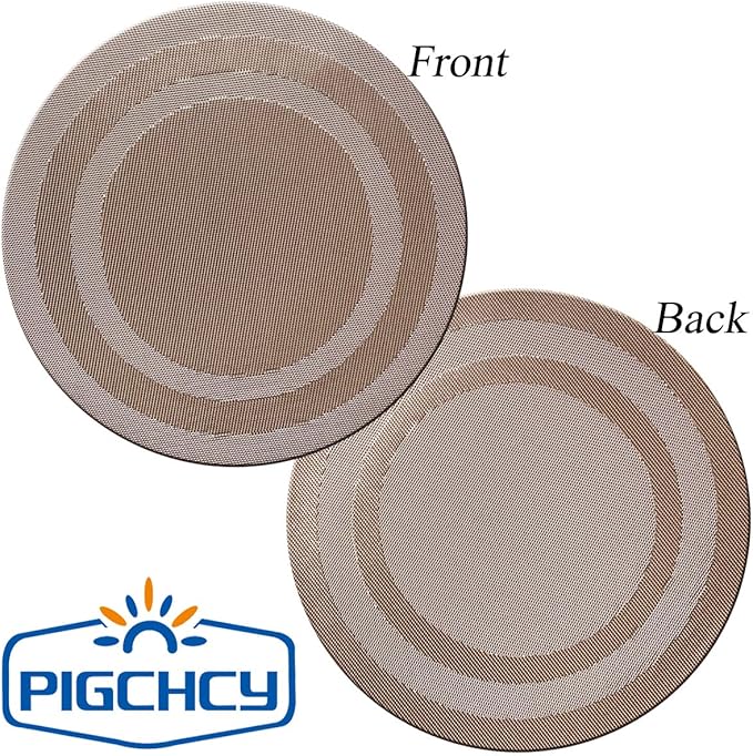 PIGCHCY Round Placemat Set of 6 Heat Resistant Vinyl Washable Kitchen 15 inch Placemats for Home Indoor Outdoor Party (6pcs, Champagne)