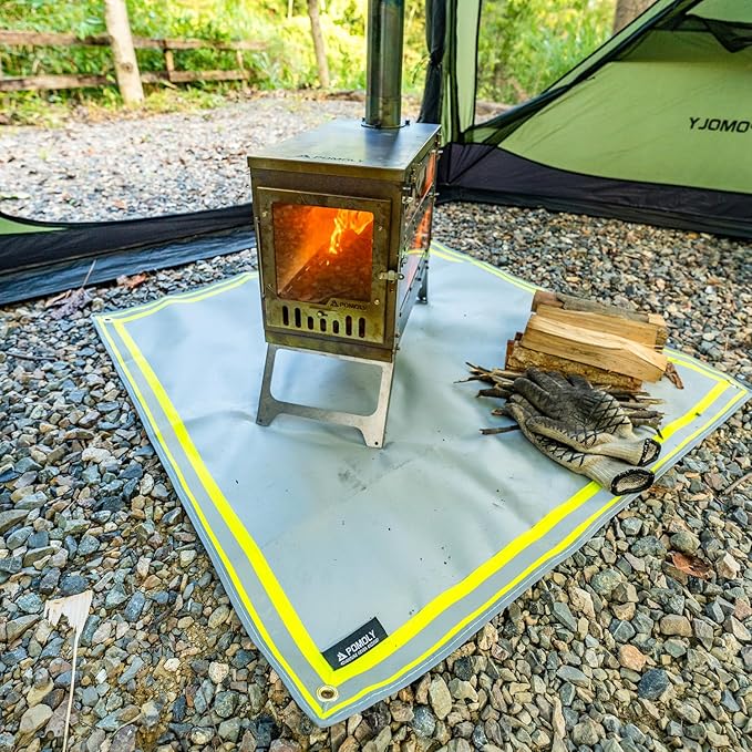 POMOLY Fire Pit Mat,Fireproof Mat Visible at Night-Great for Deck Fire Pit Base,Patio Fire Pits Pad for Outdoor Wood Burning, Wood Floor, Grass, Campsite, Lawn(39.4'' X39.4'')