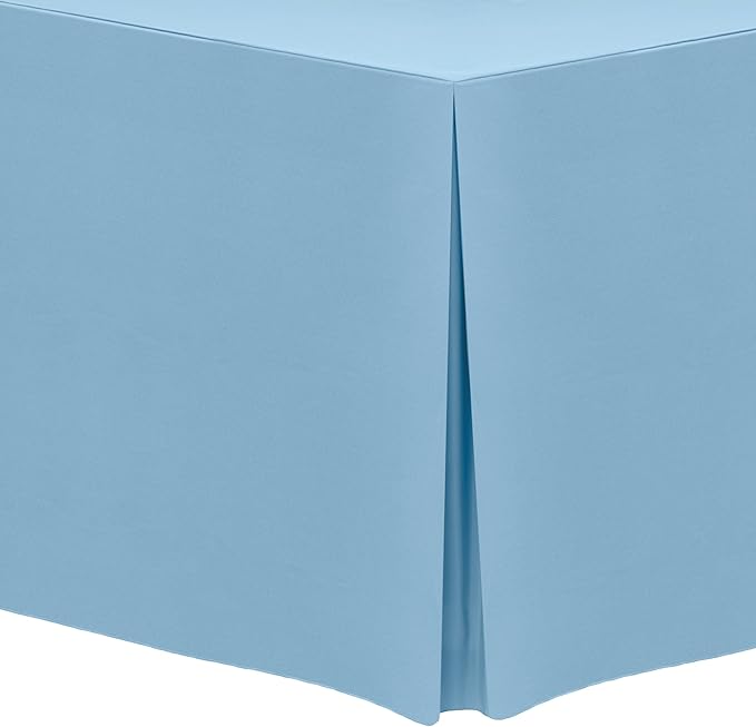 Ultimate Textile 5 ft. Fitted Polyester Tablecloth - Fits 30 x 60-Inch Banquet and Folding Rectangular Tables - 42" H, Light Baby Blue