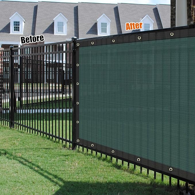 AYOHA 4' x 50' Privacy Fence Screen Fabric Mesh Shade Net Cover, Heavy Duty 160 GSM Privacy Barrier for Chain Link Fence, 90% Privacy Blockage, Excellent Airflow, Cable Zip Ties Included, Green