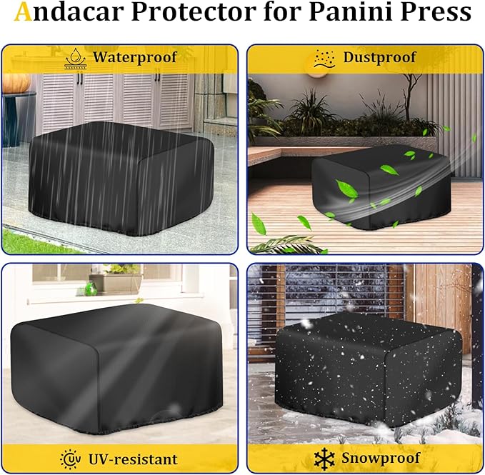 Panini Press Cover for Cuisinart Panini Press GR-4NP1, Waterproof Sandwich Maker Cover Indoor Grill 5-in-1 Stainless Steel Griddler Covers - 14" L×13" W×7" H, Black