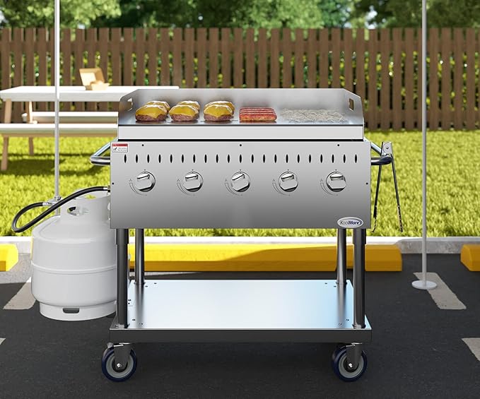 36 in. Commercial Outdoor Propane Grill with Griddle in Stainless-Steel, ETL Listed (CGKIT3-36G)