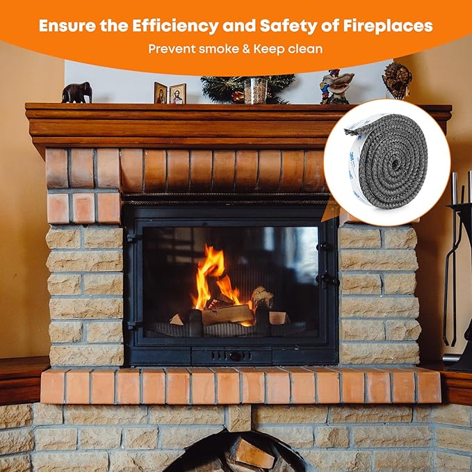Stanbroil Stove Gasket Tape, 1" Width, 3/8" Thick, 72" Length Self Adhesive Flat Gasket for Stoves and Fireplaces, High Temperature Fiberglass Gasket Tape