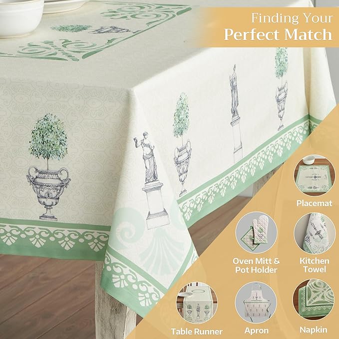 Maison d' Hermine Table Cloth Square Table 100% Cotton 60 x 60 Inches Tablecloth Reusable Decorative for Dining Room, Farmhouse, Home, Party, Festive & Wedding Spring Summer - Jardin Du Roy