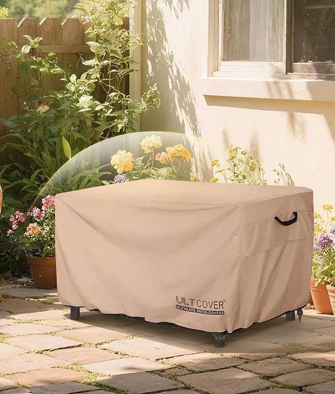 ULTCOVER Rectangular Gas Fire Pit Table Cover 48x28 inch Waterproof Heavy Duty Firepit Cover