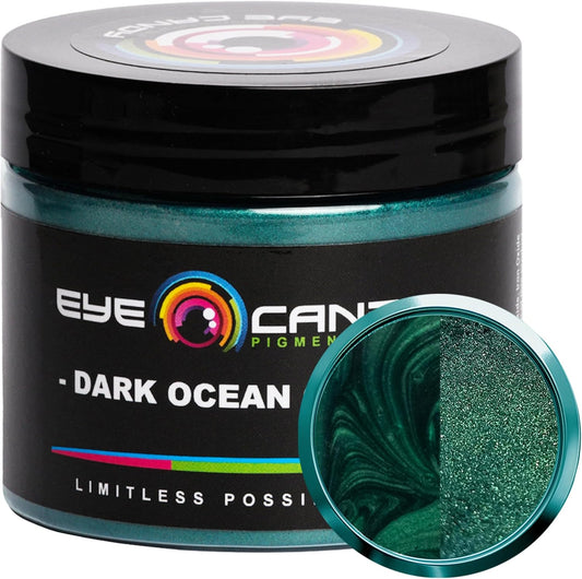 Eye Candy Pigments Premium Green Mica Powder - Dark Ocean Green (50gr) - for Epoxy, Resin, Soap, Paint, Woodworking, Acrylic Pouring, Bath Bombs, Fishing Lures - DIY Arts and Crafts Additive