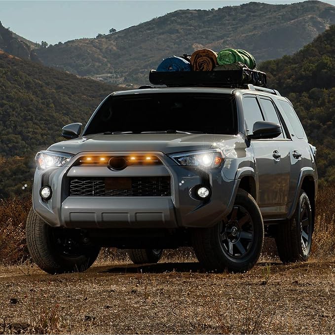 SEVEN SPARTA 4 PCS Grill Led Lights Compatible with Toyota 4Runner 2020-2024, Including SR5, TRD Sport, Off-Road, Premium and Limited Grille, Fuse and Instruction Included (Amber)