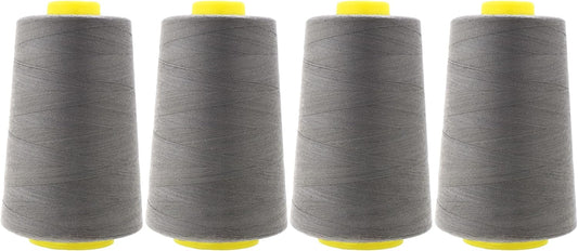 Mandala Crafts 4 Pack of Serger Threads Cones Spools - 40S/2 24000 Yards Polyester Dark Gray Threads for Sergers Machine and Overlock Quilting Sewing Machine
