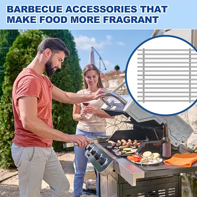 18 7/8" SUS304 9MM Cooking Grates for Weber Genesis II E210 Grill Grates for Weber Genesis II E-210 S-210 Genesis LX E240 S-240, 2-Pack Grill Grate for Weber 60004001 65004001 66801 66094