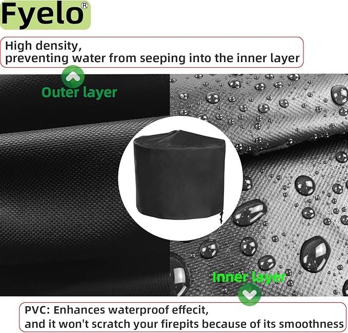 Fire Pit Cover for Solo Stove Bonfire 2.0 Cover 20 Inch & 19.5 Inch, Waterproof 600D Camping Stove Cover All Weather Resistant Black