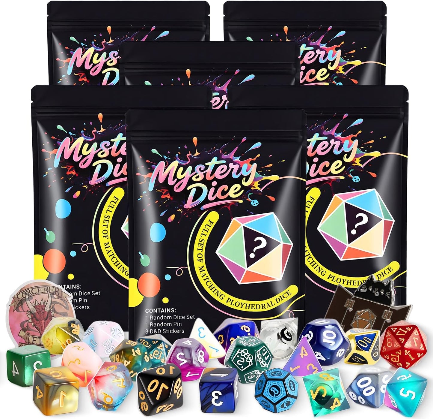 Coyeekn Mystery Dice Set - DND Dice Set - Polyhedral Dice, Dice Goblin, RPG Dice Set, Suitable for Role Playing, Table Games(Mystery Pack of 6)
