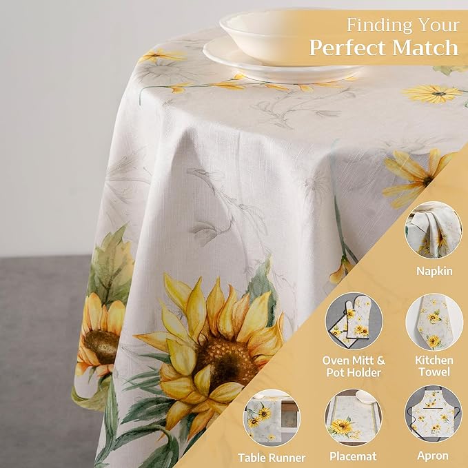 Maison d' Hermine Table Cloth Round Table 100% Cotton 63 Inches Tablecloth Reusable Decorative Everyday Use for Dining Room, Farmhouse, Home, Party, Festive & Wedding Spring Summer - Candice