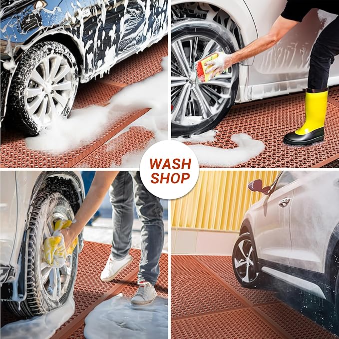 Rubber Floor Mats Anti-Fatigue Kitchen Floor Mat New Bar Floor Mats Commercial Heavy Duty Red Rubber Out Door Mat 36" x 60"