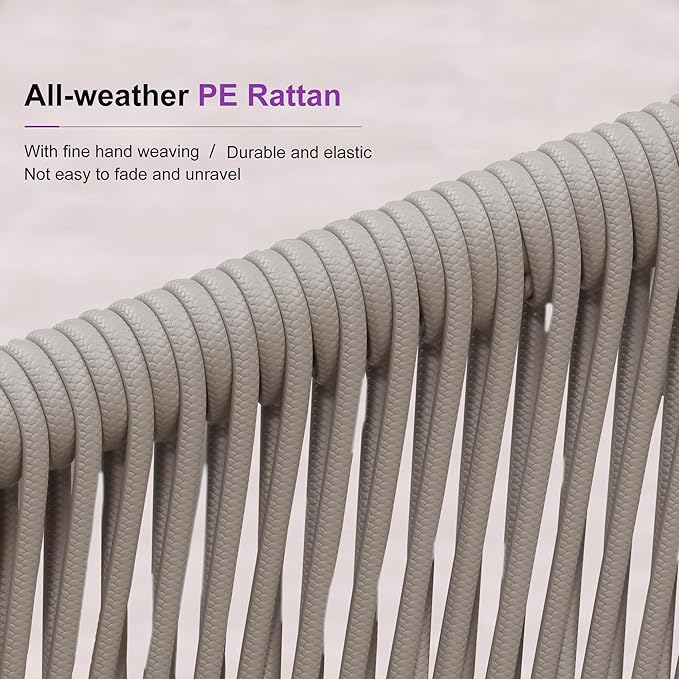 PURPLE LEAF 9 Pieces Outdoor Dining Set Patio Table and Chairs Set Aluminum Rattan Wicker Patio Furniture Set for Lawn Backyard Deck Champagne