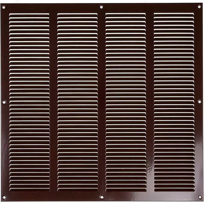 Repa Market Air Vent Cover 16x16 Inch (Outer Dimensions) Brown Galvanized Steel Louvered Grill Cover with Mesh Screen/Wall or Ceiling Vent/HVAC Register for Indoor and Outdoor Ventilation