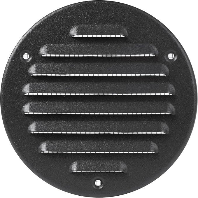 Square Ventilation Grille / 5" Inch Inside Measurement/Black Metal Air Vent Louver - Inside/Outside use/Ø 5.25" Inch Outer Measurement
