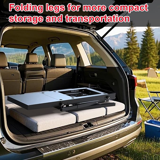 Griddle Stand for Blackstone 17"and 22" Tabletop Griddle, Foldable Grill Table with Adjustable Legs, a Removable Side Shelf, Paper Towel Holder, 3 Tool Hooks and a Spice Box, for RV, Camping