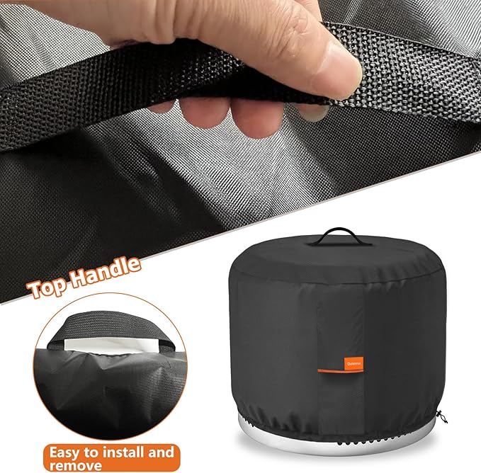 Round Fire Pit Cover,Outdoor 600D Heavy Duty Waterproof Tear-Resistant Yukon 27 Inch Firepit Covers,Patio Weatherproof Fire Table Cover for Solo Stove Yukon,Black.