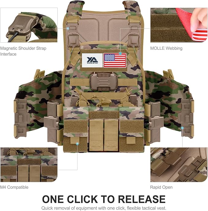 xaegistac Tactical Vest -Adjustable Modular Design for Outdoor, Hunting, and Security