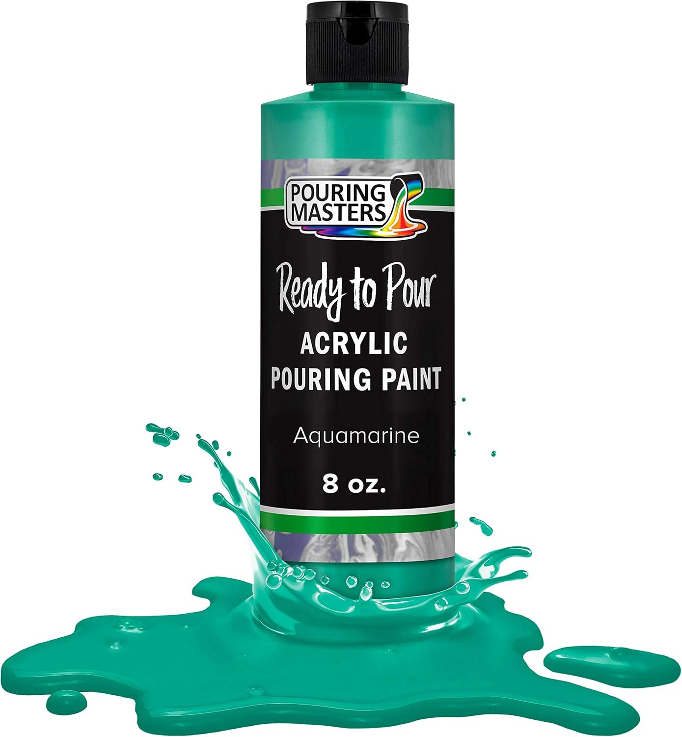 POURING MASTERS Aquamarine Acrylic Ready to Pour Pouring Paint - Premium 8-Ounce Pre-Mixed Water-Based - for Canvas, Wood, Paper, Crafts, Tile, Rocks and More