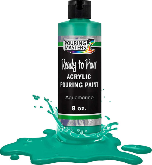 POURING MASTERS Aquamarine Acrylic Ready to Pour Pouring Paint - Premium 8-Ounce Pre-Mixed Water-Based - for Canvas, Wood, Paper, Crafts, Tile, Rocks and More