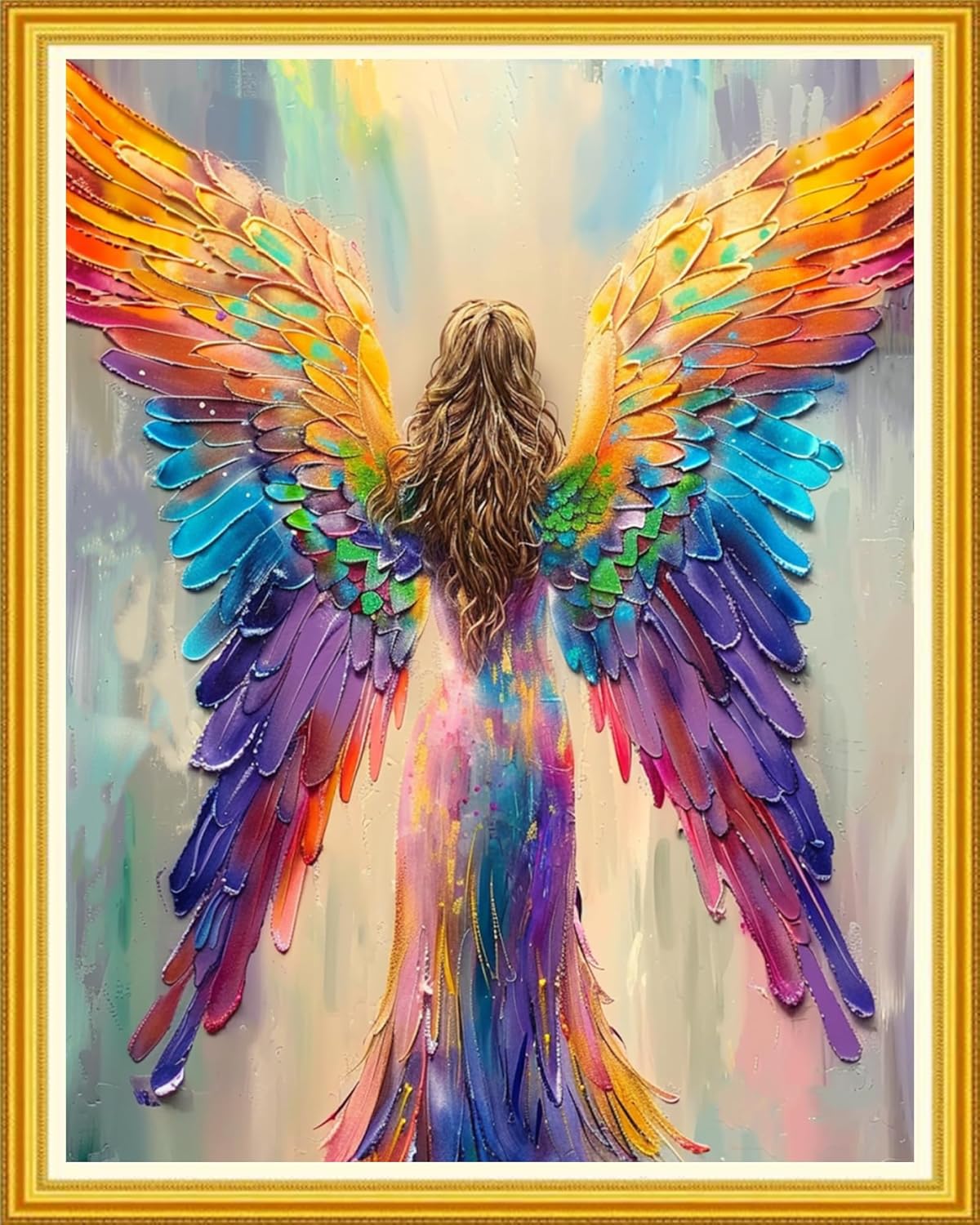 Magxvouy Cross Stitch Kits Stamped Full Range of Embroidery Kits,Cross Stitch Patterns Needlework Kits for Beginners 11CT Printed Kits&Angel's Wings 16x20 inch