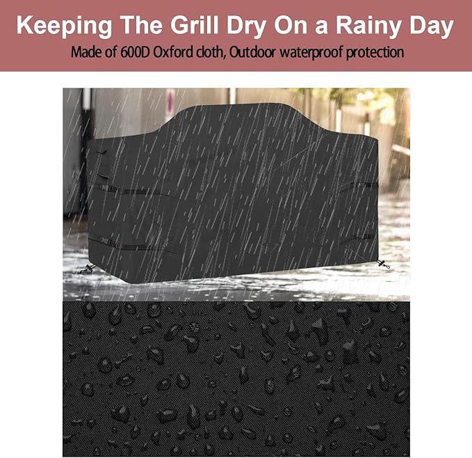 98 Inch Island Grill Cover Kitchen Extra Large Grill Cover Heavy Duty Waterproof 98" L x 42" W x 48" H, Black