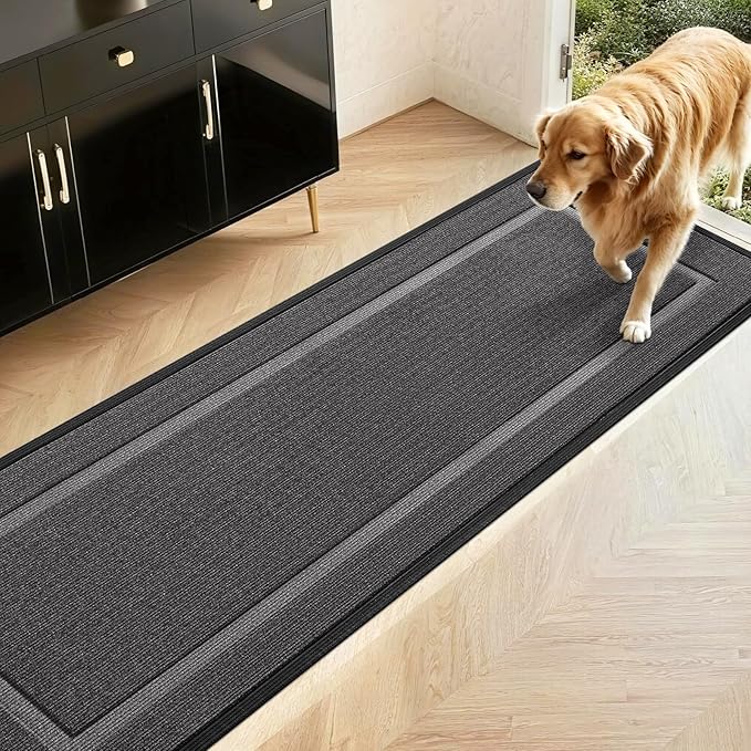 Extra Large Front Door Mat Outside Entrance Indoor Doormat, 71" x 24" Outdoor Mats for Patio Waterproof, Outdoor Door Mats for Outside Entry, Indoor Rugs for Entryway, Sturdy Natural Rubber, Grey