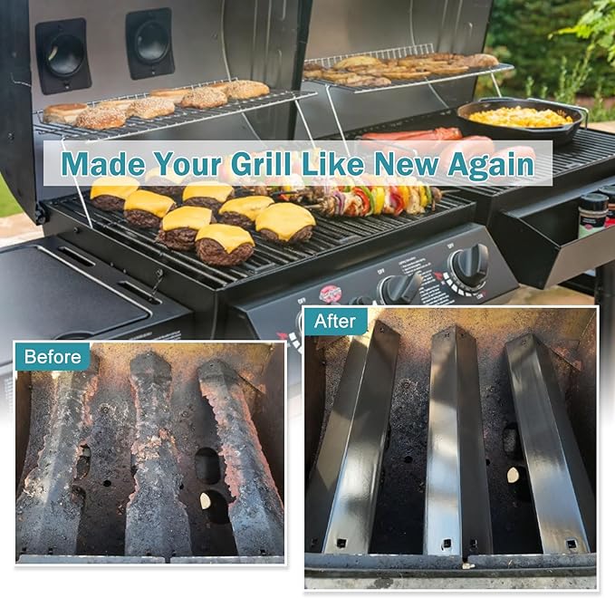 Criditpid Replacement Parts for Chargriller 5050, 5650, 3001, 5072, 3008 Gas Grill, Grates, Heat Plates Tent, Burners, Hanger Bracket, Igniter and Warming Rack for Char Griller Replacement Parts 5650.