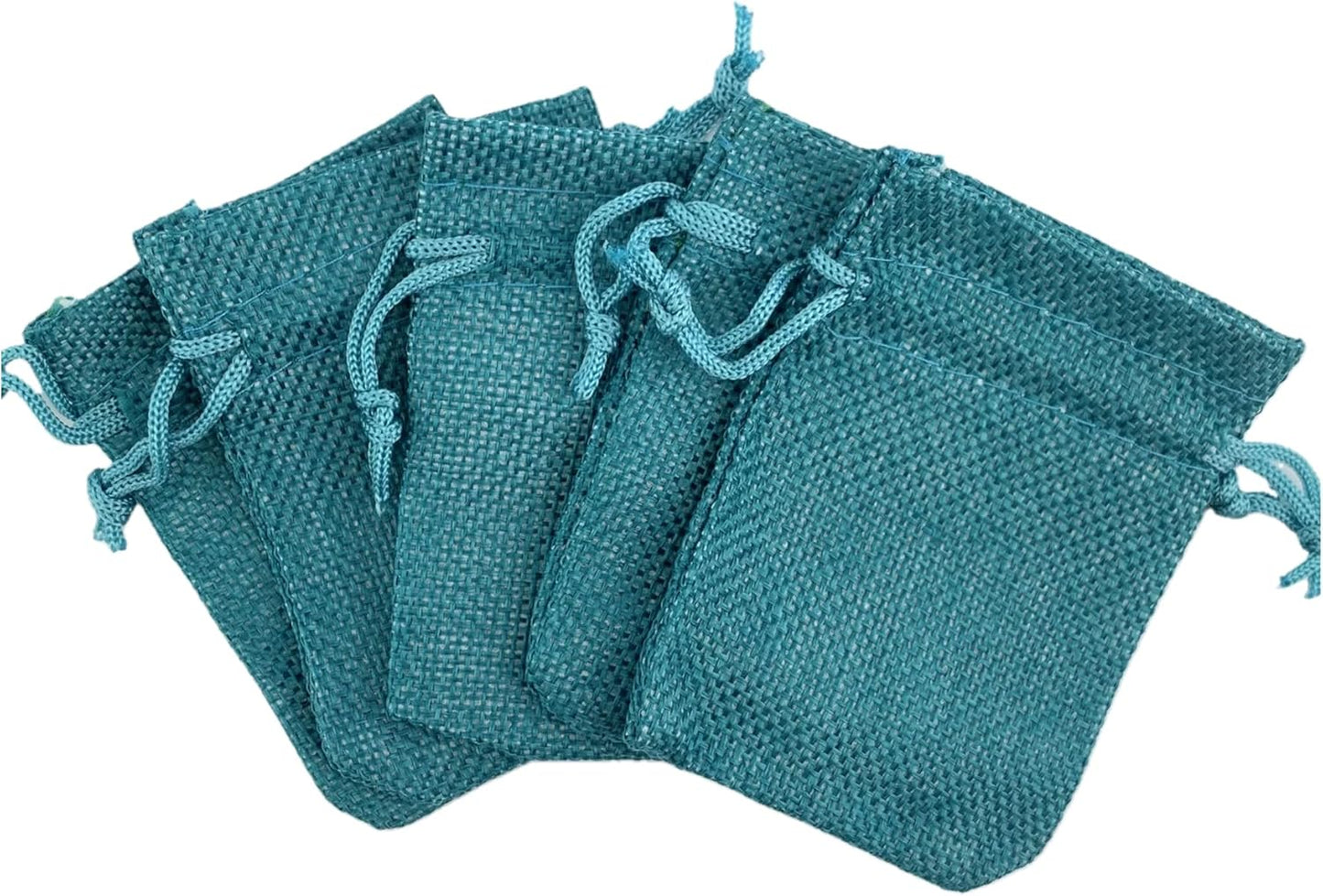 Palmhomee Pack Of 25 Burlap Gift Bags with Drawstring Linen Jewelry Pouches Wedding Hessian Jute Bags for Birthday and Treat Pouches Party Wedding Favors Gift (3.6x4.8 Inch, Peacock Blue)