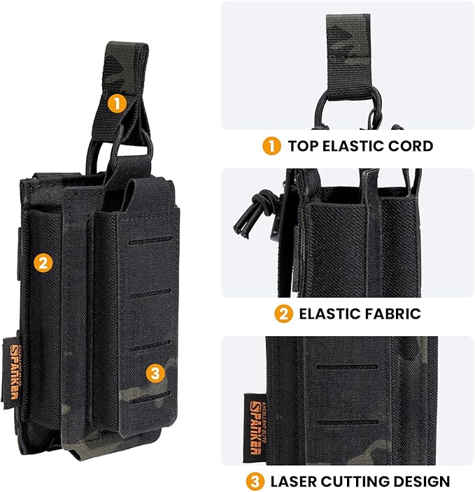 EXCELLENT ELITE SPANKER Tactical Open-Top Single/Double/Triple Molle Mag Pouch for Pistol Mag Pouch Tactical Bag Accessories Holder