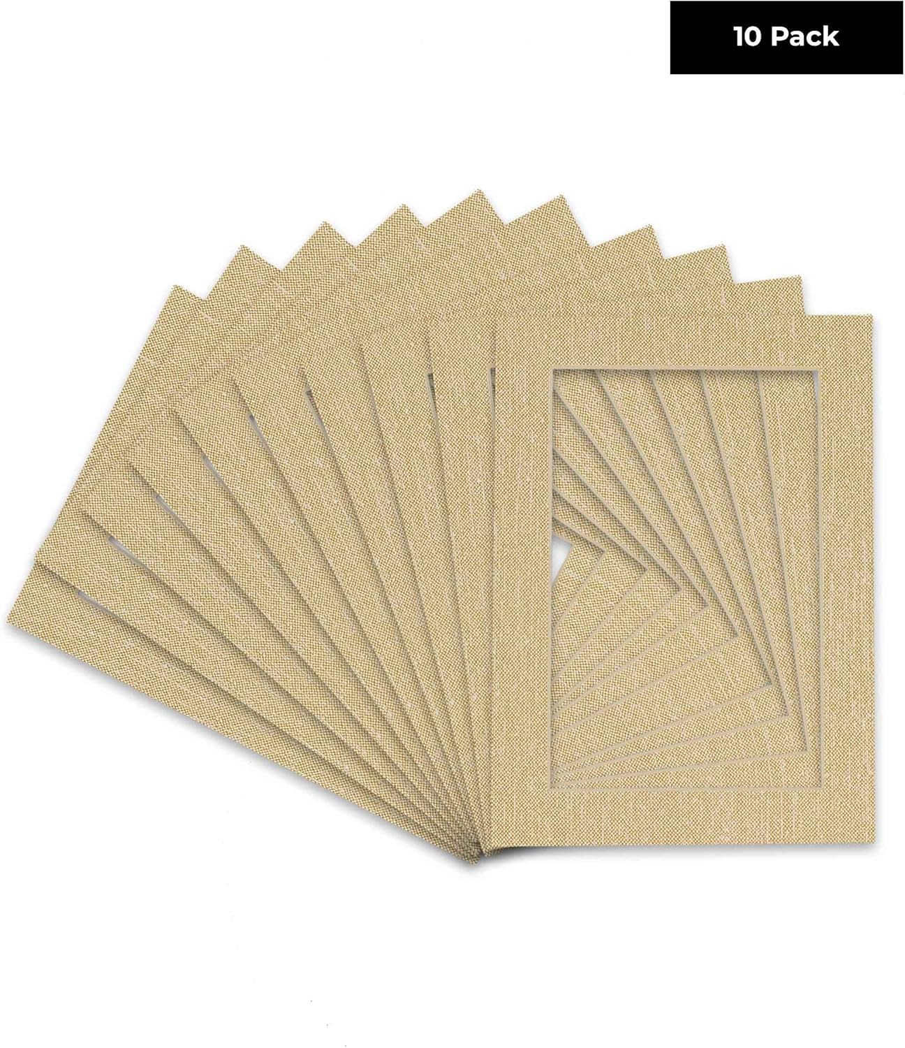Pack of TEN 11x14 Mats Bevel Cut for 8.5x11 Photos - Acid Free Fresh Linen Canvas Precut Matboards For Pictures, Photos, Framing - 4-ply Thickness