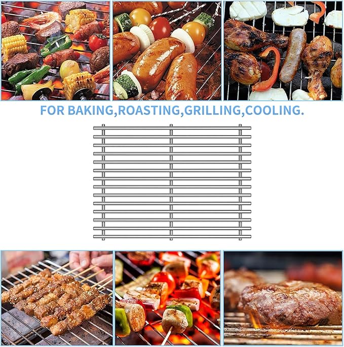 Htanch15inch 7522 Stainless Steel 9mm Cooking Grid Grates for Weber 7523 Genesis Silver A, Spirit E-200,Spirit 500,Spirit 210 (2007-2012) Gas Grills