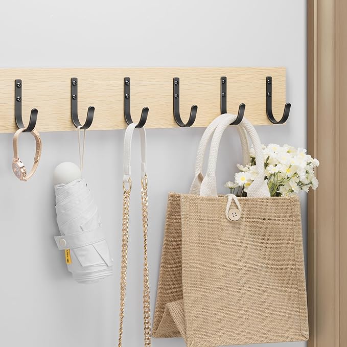 niffgaff Wall Outdoor Hooks for Hanging Coat - 22LB Screw in Metal Hanger Wall Mount, for Closet, Door, Bathrooms, Outside, for Towel, Backpack, Robe, Hat, Black 20 Pack