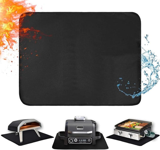 25 x 19.5in Heat Resistant Grill Mats for Outdoor Grill to Protect Your Prep Table and Outdoor Grill Table - Fire Proof & Water Proof & Oil Proof BBQ Mat - Black (0.6mm)