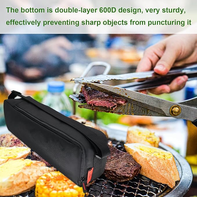 Grill Tool Organizer, BBQ Tool Storage Bag - 20" Heavy-Duty Storage Bag Waterproof 600D Oxford, Folding Design Gift for Camping, Tailgates, Outdoor BBQ Parties (20" Lx6 Wx5 H)