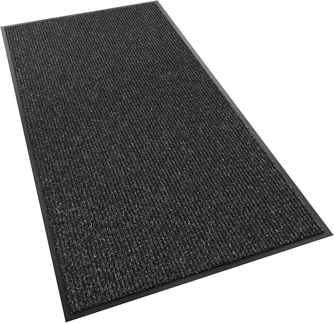 Front Door Mat, 96" x 48" Heavy Duty Indoor Outdoor Doormat, Non-Slip Welcome Mats for Entryway, Rubber Backing Low Profile Commercial Door Mats, Black Stripe